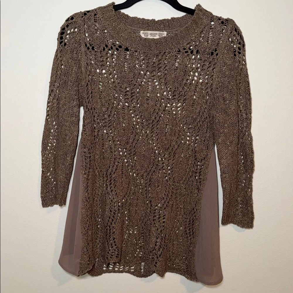 Y2K American Vintage Flowy Boho Fairy Grunge Knit Top - Picture 1 of 4